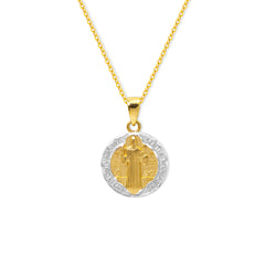 FINE CABLE WITH ST. BENEDICT MEDAL IN 18K  TWO TONE GOLD