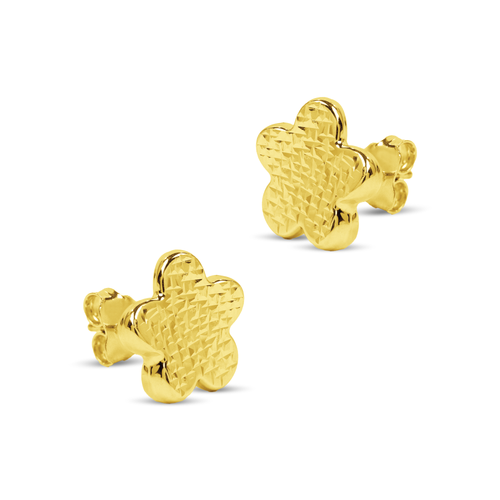 TEXTURED CLOVERLEAF SHAPE IN STAR EARRINGS IN 14K YELLOW GOLD
