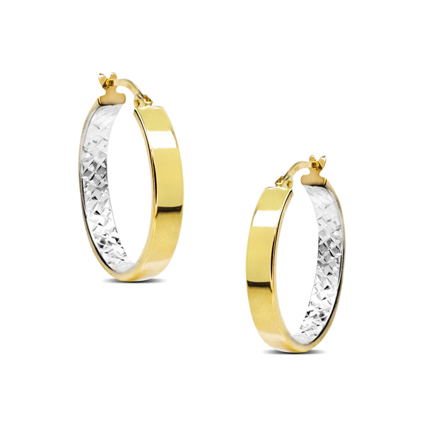 TEXTURED PLAIN TWO-TONED EAR CREOLLA IN 18K GOLD