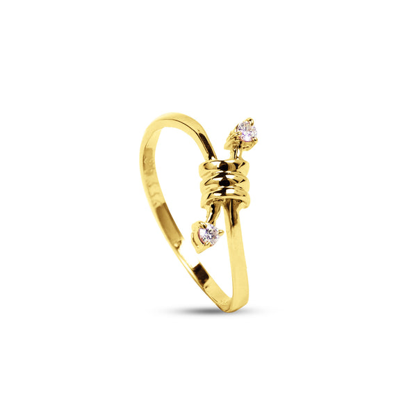 KNOT RING WITH DIAMOND  IN 14K YELLOW GOLD