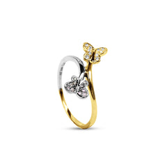 TWO-TONE BUTTERFLY WITH DIAMOND IN 18K GOLD
