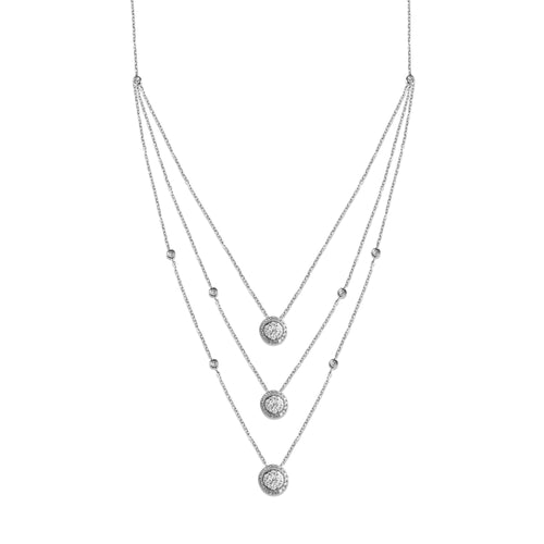 LAYERED ILLUSION CHOKER NECKLACE WITH DIAMONDS IN 18K WHITE GOLD