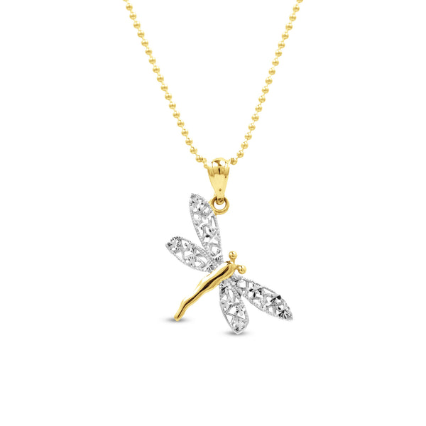 BUTTERFLY TWO-TONE PENDANT NECKLACE WITH CHAIN IN 18K GOLD