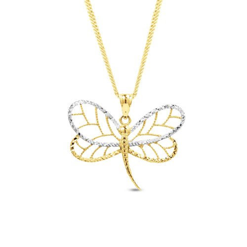 TWO-TONE BUTTERFLY PENDANT WITH CHAIN IN 18K GOLD