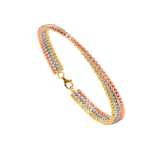 TRI-COLOR BEADS BANGLE IN 18K GOLD