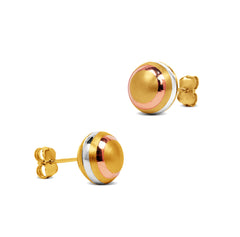 TRI-COLOR BALL EARRINGS IN 18K GOLD