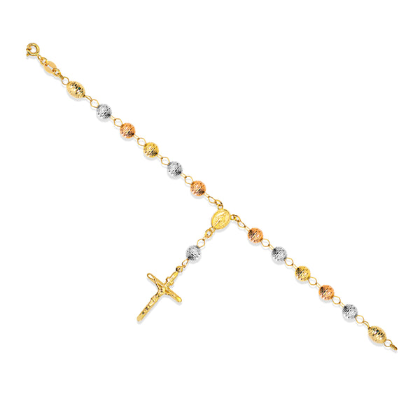 ROSARY BRACELET TRI-COLOR IN 18K GOLD