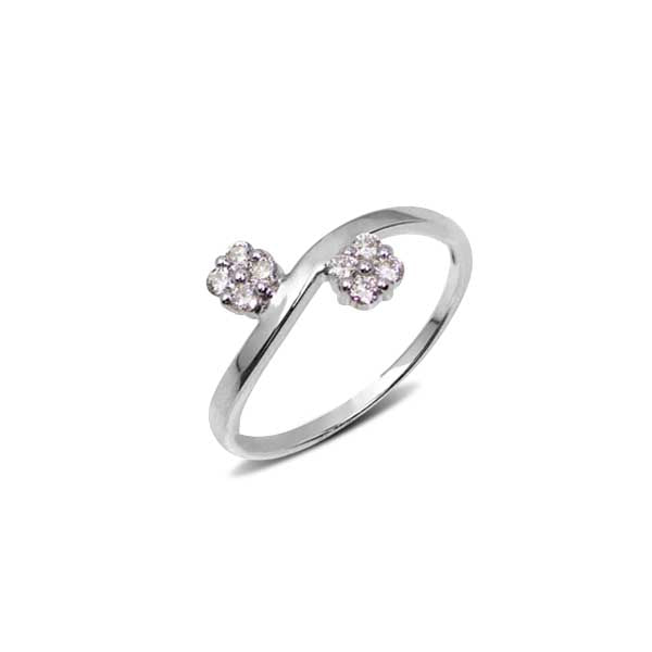 DOUBLE DIAMOND FLOWER RING IN 14K WG