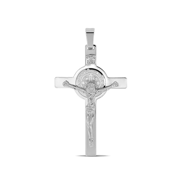 ST. BENEDICT CRUCIFIX PENDANT IN 14K WHITE GOLD