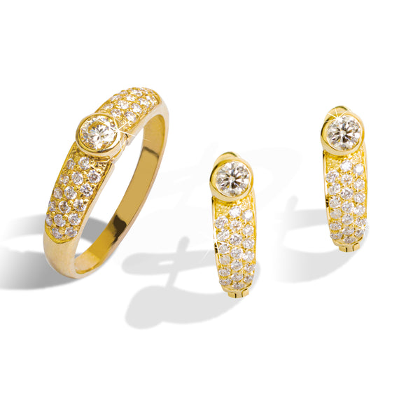 DIAMOND SET RING WITH EARRINGS IN 14K GOLD
