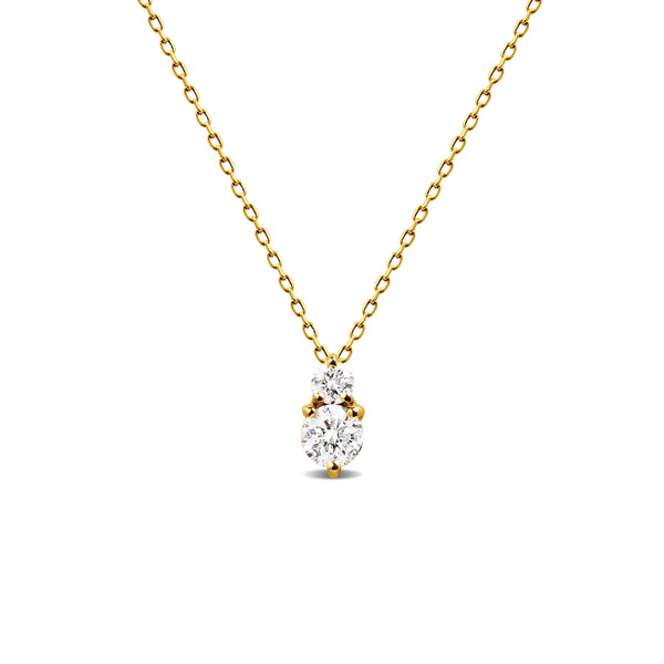 DIAMOND PENDANT WITH FINE CABLE CHAIN IN 18K GOLD