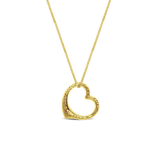 HEART PENDANT WITH FOXTAIL CHAIN IN 18K YELLOW GOLD