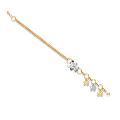 TEDDY BEAR DESIGN WITH CABLE CHAIN CHARMS BRACELET IN 14K TWO-TONE GOLD