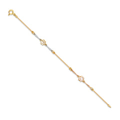 ROSITAS TRI-COLOR CHARMS BEADS BRACELETS WITH CUBIC ZIRCONIAN IN 14K  GOLD