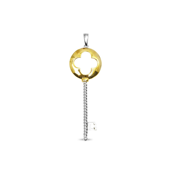 TWO-TONE KEY PENDANT IN 14K GOLD