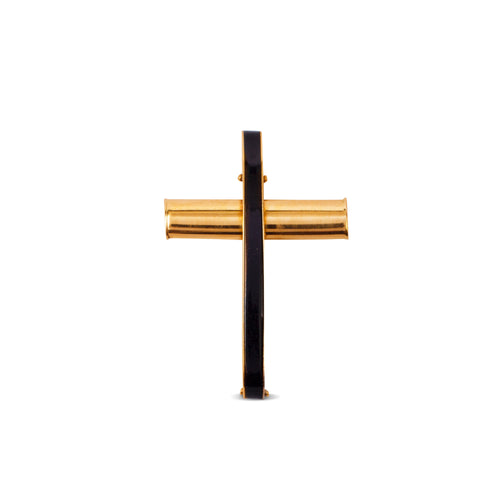 CROSS PENDANT WITH BLACK ONYX IN 18K YELLOW GOLD