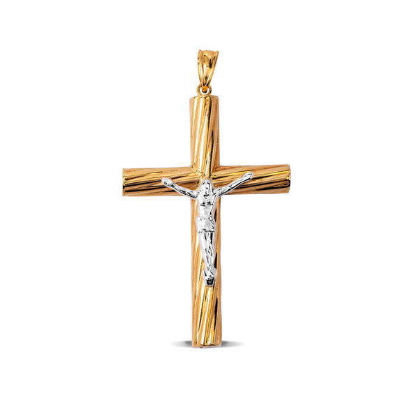 TWO-TONE CRUCIFIX PENDANT IN 18K GOLD