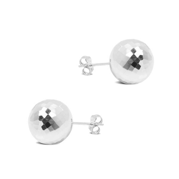 TEXTURED BALL EARRING IN 14K WHITE GOLD