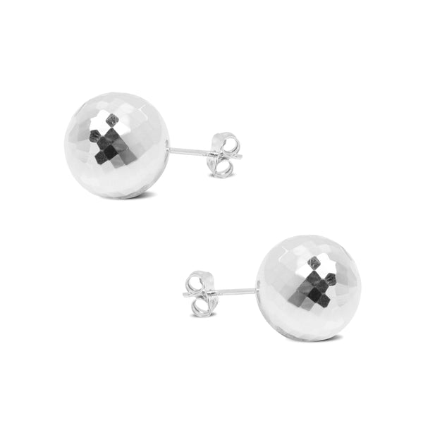 TEXTURED BALL EARRING IN 14K WHITE GOLD