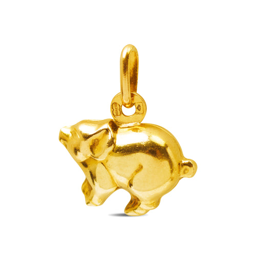 PIG  HOLLOW PENDANT IN 14K YELLOW GOLD
