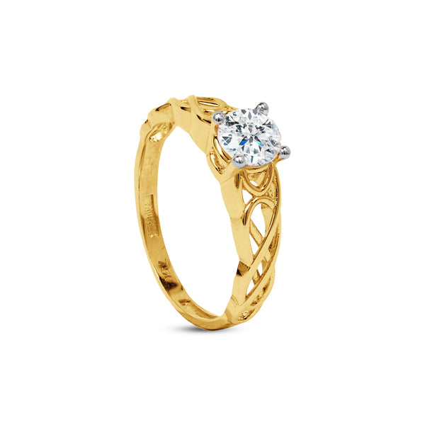TWO-TONE ANTIQUE RING IN 18K YELLOW GOLD