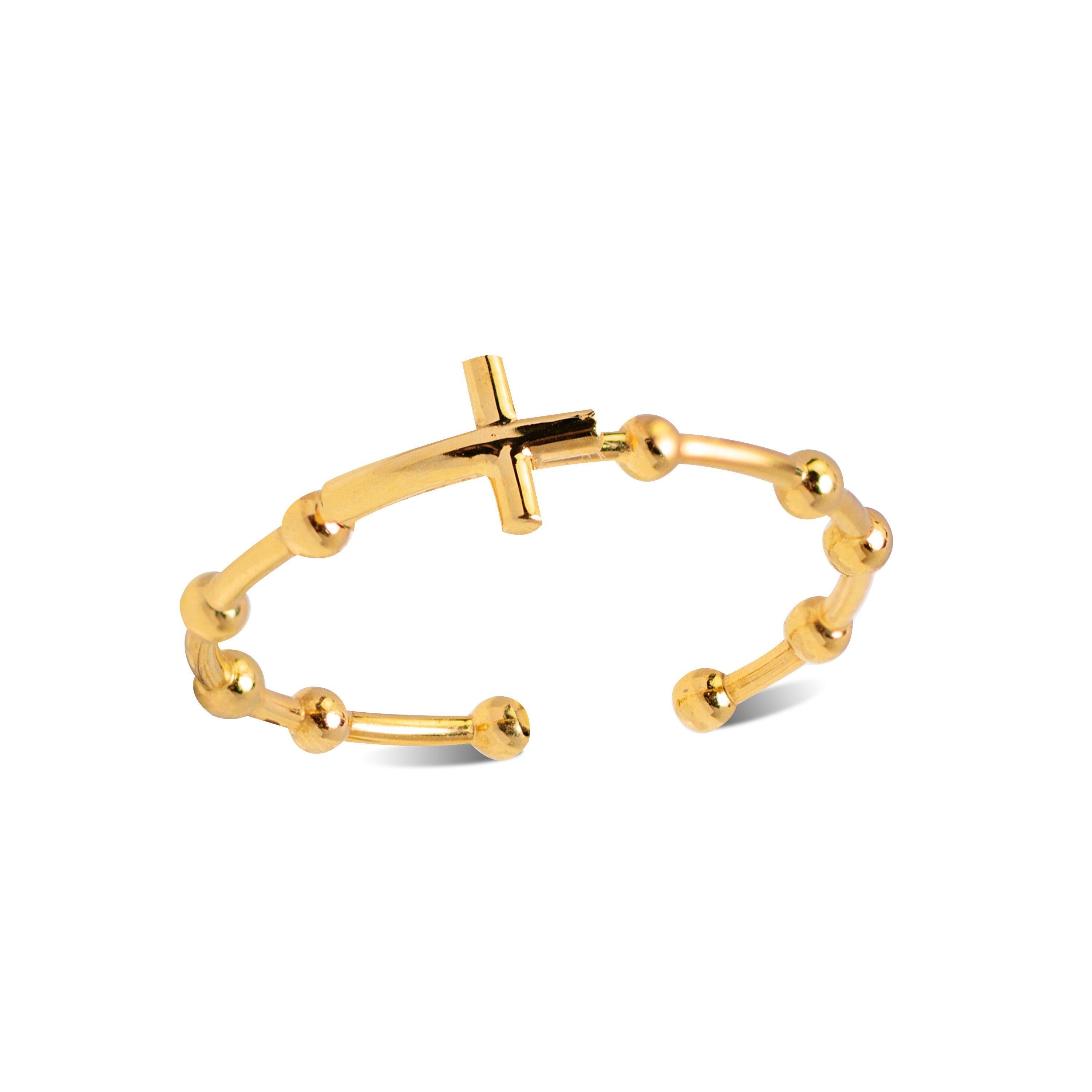 Customizable 18kt white and yellow gold rosary ring for men and women - Lo  Presti Jewelry