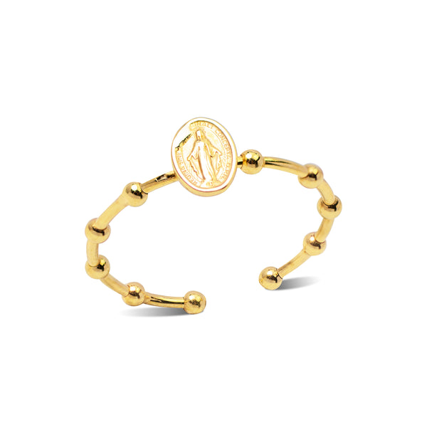 ROSARY OPEN RING IN 14K YELLOW GOLD