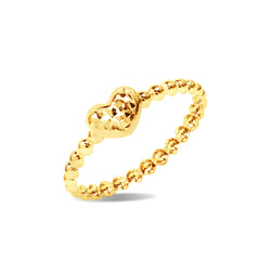 TEXTURED BUBBLE RING HEART RING IN 18K YELLOW GOLD