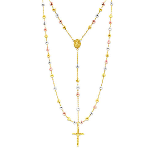 ROSARY NECKLACE TRI-COLOR IN 14K GOLD