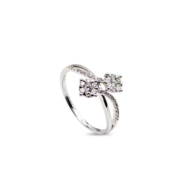 DIAMOND CROSS OVER RING IN 14K WG